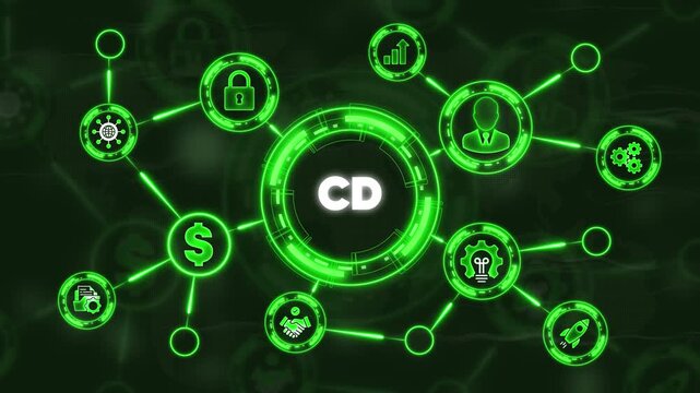 Centralized Data Network Concept with C D and Green Neon Connections