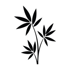 Fototapeta premium Modern black silhouette of leafy plant branch