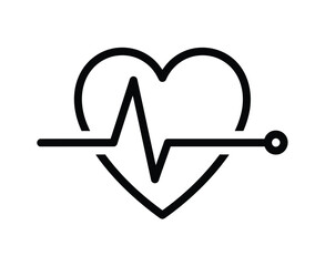 Abstract representation of a heart symbol integrated with a medical electrocardiogram pulse line in a clean design