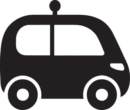 Driverless capsule pod vehicle icon with rounded body for smart mobility silhouette