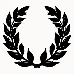 Black laurel wreath silhouette on for awards and victorious concepts