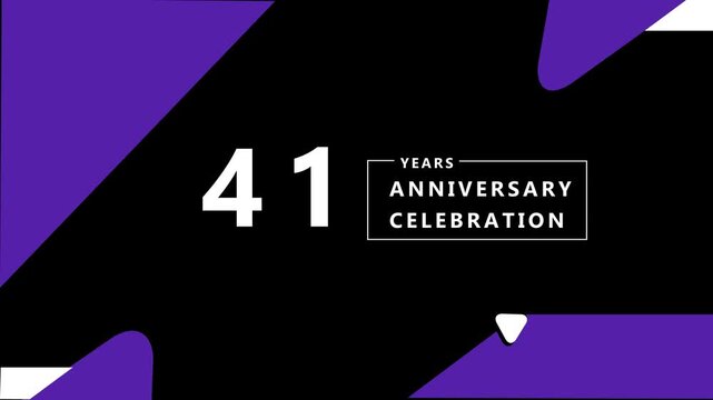 41 years digit animation motion graphics on black screen.celebration, anniversary, birthday concept. 