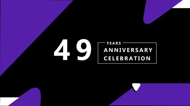 49 years digit animation motion graphics on black screen.celebration, anniversary, birthday concept. 