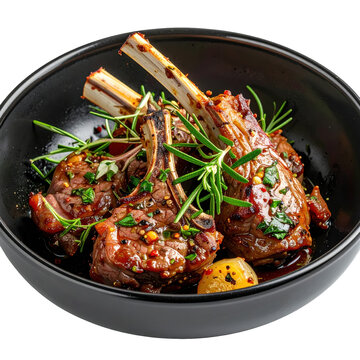 Colorful lamb navarin proven&ccedil;al with glazed carrots and pearl onions, a vibrant french dish isolated on a white background
