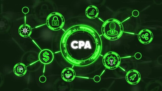 Certified Public Accountant C P A Finance Network Green Neon Lights Business Concept accounting