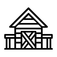 Rustic Barn Line Icon