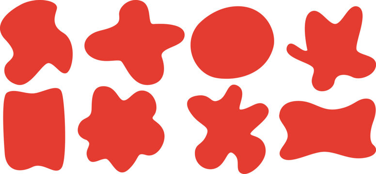 Organic shapes red abstract fluid forms random blobs