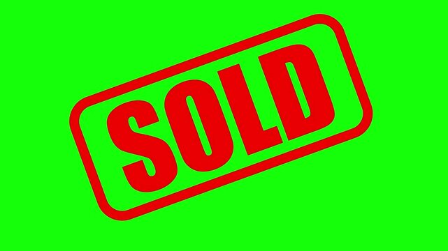 Sold rubber stamp with pass text that is isolated with a transparent background, green screen, alpha channel 4k animated