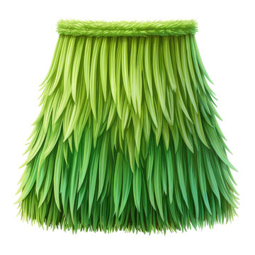 Digitally rendered Hawaiian skirt made of lush, vibrant green grass-like material
