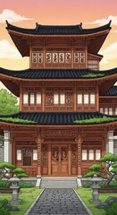 Obraz premium Traditional Asian Pagoda Style Building Architecture.