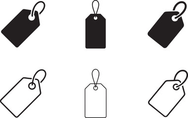 Price tag icon set in bold and outline styles, clean vector EPS for sale labels and UI use.