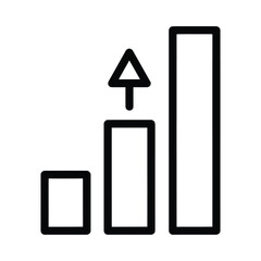 Increasing bar chart graphic with upward arrow indicating growth and positive trend development