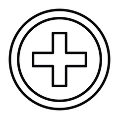 Fototapeta premium Medical Cross Icon, Medical And Healthcare Related Lineal Style Vector Icon.