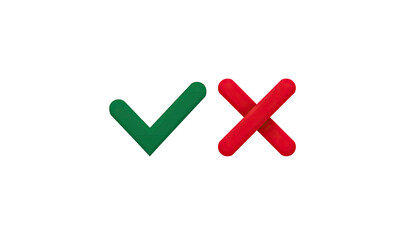 Obraz premium A green checkmark and a red 