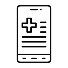 Online Medical Document Icon, Medical And Healthcare Related Lineal Style Vector Icon.