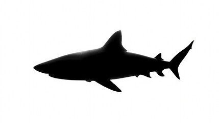 Obraz premium Shadow of the Sea Predator: A stark silhouette of a formidable shark, a symbol of the untamed ocean depths, evokes a sense of power and the primal wild.
