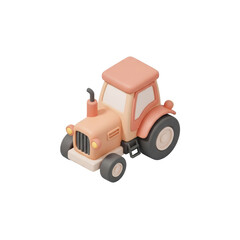 Naklejka premium Stylized 3D illustration of a cute cartoon farm tractor.