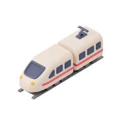 Fototapeta premium Cute toy model of a high speed bullet train on tracks.