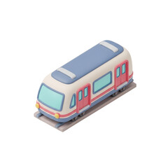 Isometric modern subway train on tracks illustration isolated on white.