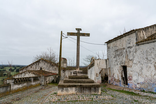 Historic S&atilde;o Greg&oacute;rio Church in Alentejo, Portugal, showcasing traditional architecture and cultural heritage in a serene rural setting.