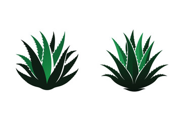Aloe Vera Plant Silhouette Icon Vector Illustration Medicinal Succulent Plants 