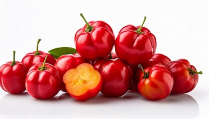 acerola barbados cherry fruit isolated on white background