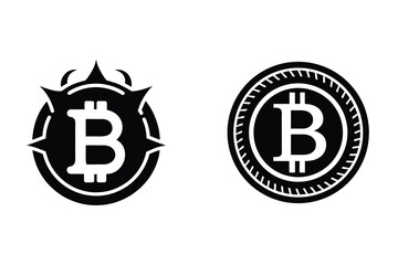 Bitcoin Cryptocurrency Symbol Silhouette Black Digital Currency Design