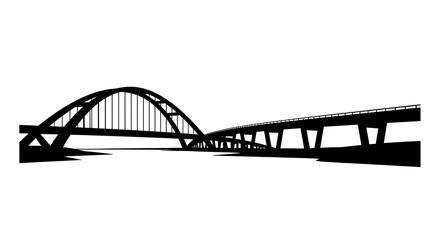 Obraz premium Black silhouette of a bridge.