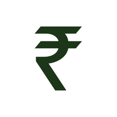 Indian rupee symbol displayed in dark green on a white background