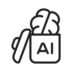 AI Disabling Human Brain Intelligence Line Icon Vector for Concept Design