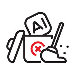 Remove AI Cleanup Trash Bin Line Icon Vector for App Website