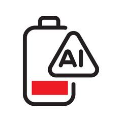 AI Low Power Battery Warning Line Icon Vector for App Website Infographic