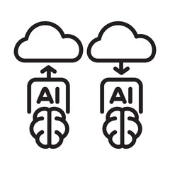 AI Cloud Sync Line Icon Vector for App Website Infographic Technology