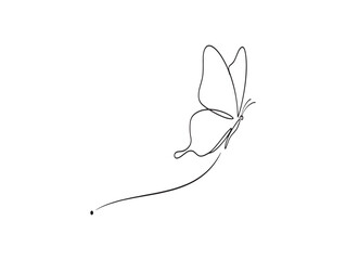 Elegant minimalist line drawing of a tulip flower with a delicate stem and single leaf