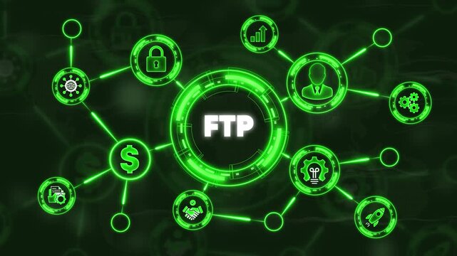 File Transfer Protocol F T P Network Connection Green Neon Lights