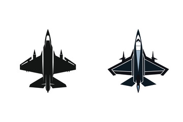 Fighter Jet Military Plane Silhouette Icon Vector Illustration Design