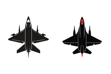 Fighter Jet Military Plane Silhouette Icon Vector Illustration Design