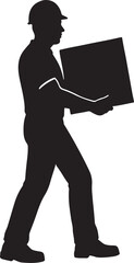 Manual laborer carrying heavy box silhouette