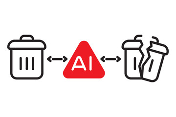 AI Disrupting System Line Icon for Business Technology App Website