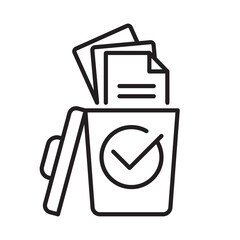 Data Cleaning Verified Trash Bin Line Icon for App Website Infographic