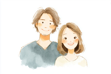 笑顔のカップの水彩イラスト