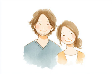 笑顔のカップの水彩イラスト