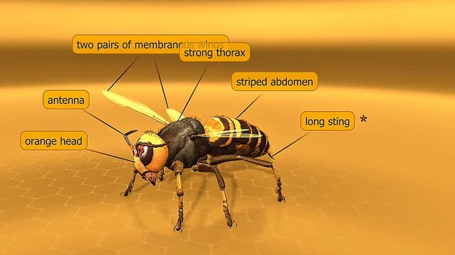 Anatomy and parts of Asian giant hornet