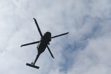 Taipei, Taiwan - January 30th 2026 - Black Hawk helicopter flying in the sky. © YiChuan