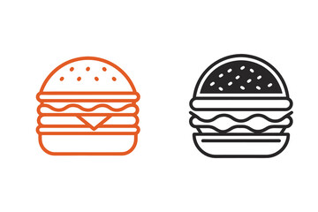 Burger Line Icon Silhouette Vector Illustration Fast Food Restaurant symbol Design