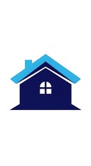 Simple blue house icon graphic design.