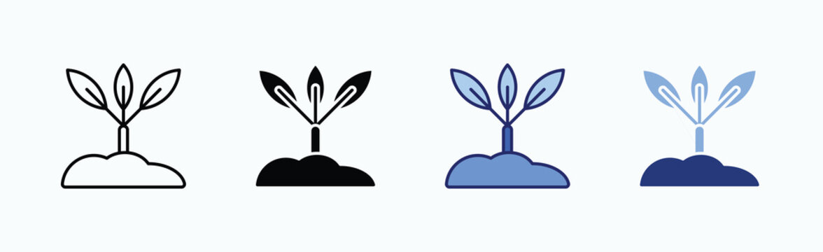 Plant Icon Sheet Multiple Style Collection Isolated Vector