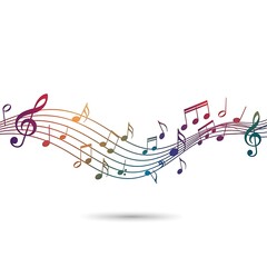 Colorful Musical Notes on Staff - A Vibrant Symphony of Sound.