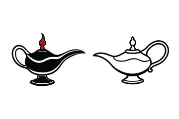 Magic Lamp Icon Silhouette Vector Illustration Design