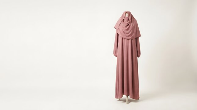 Minimal Fashion Catalog Mockup of Hijab and Gamis Set with Large Copy Space